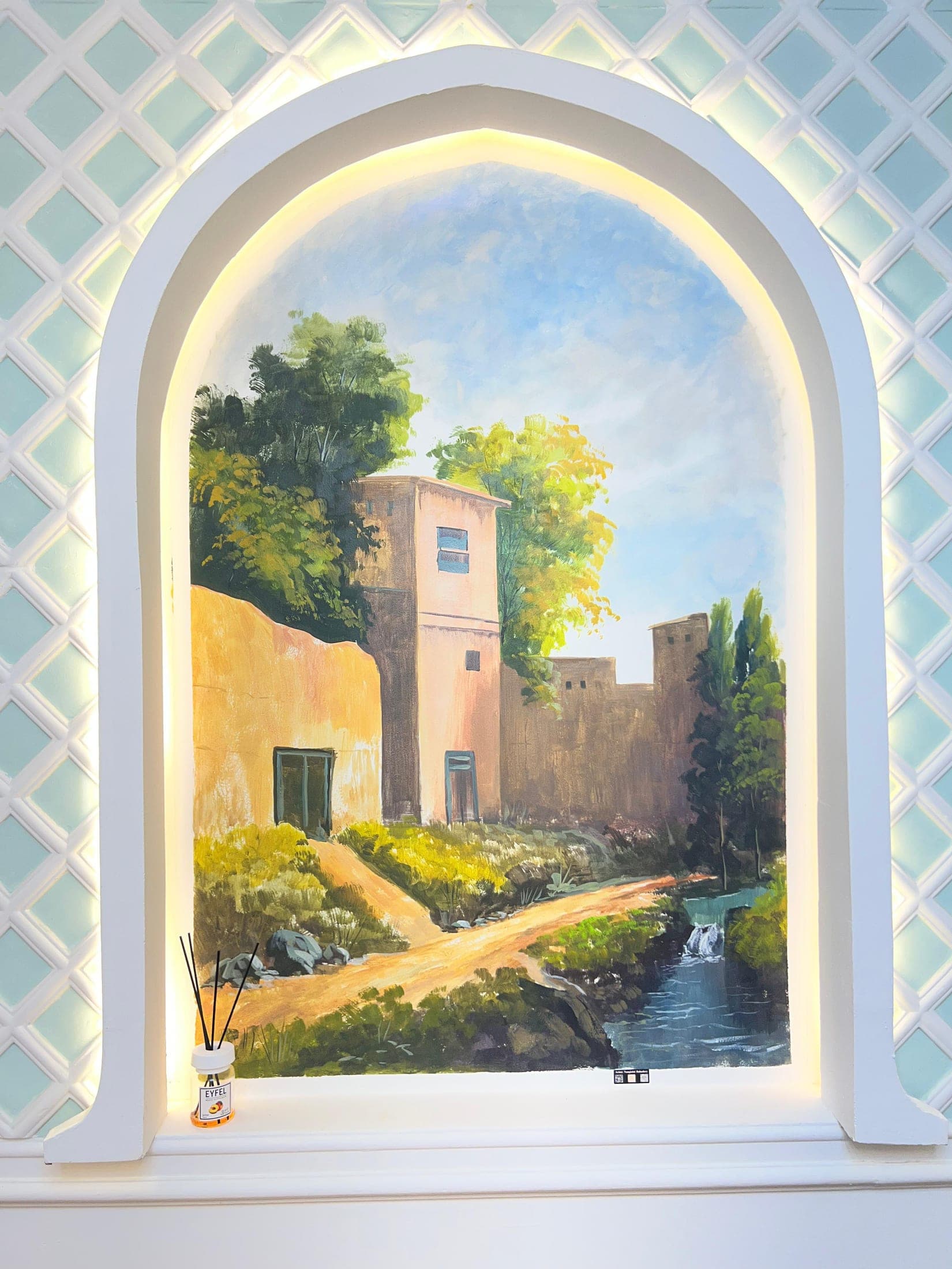 Painted niche mural — tower garden